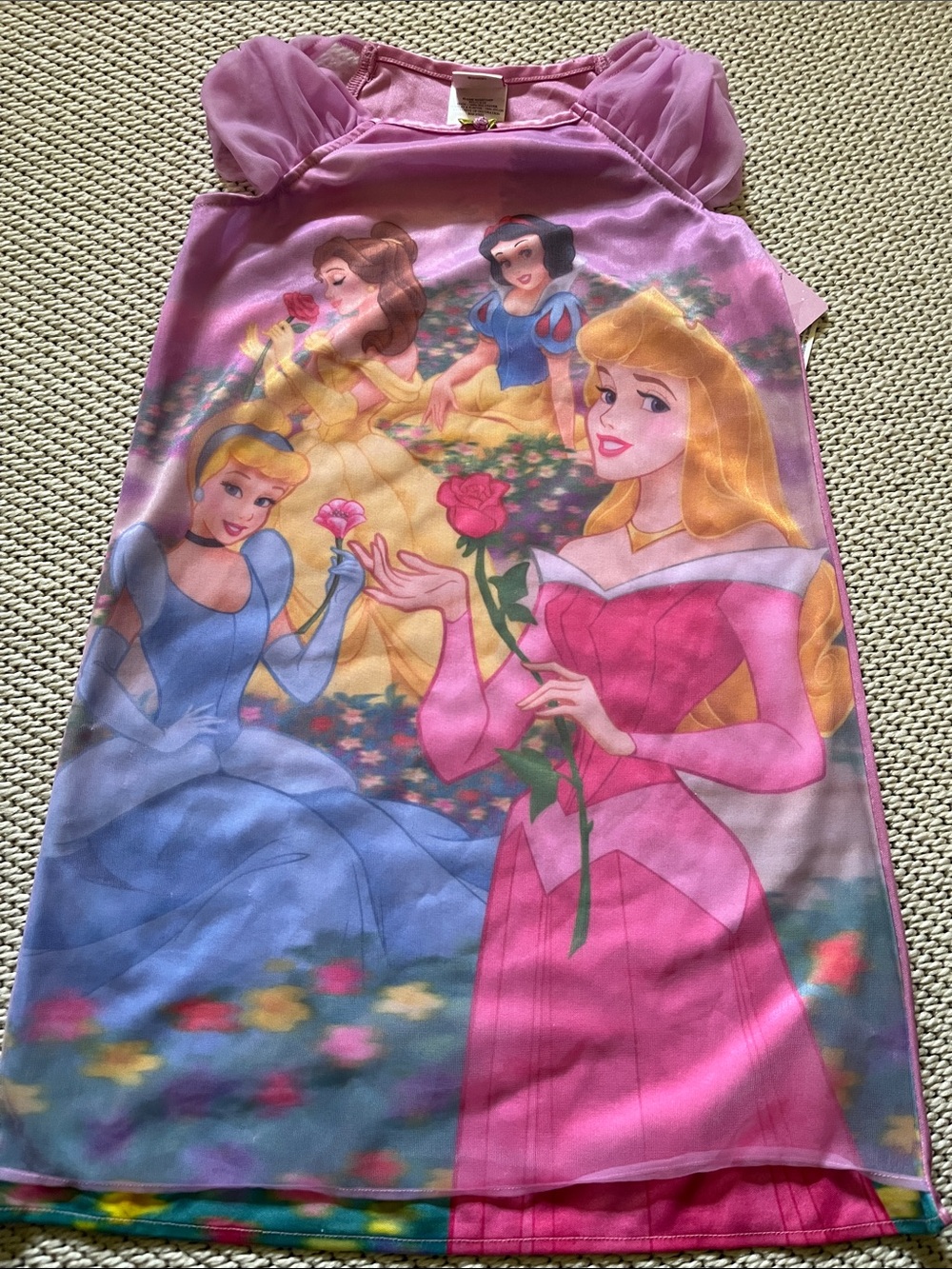 Gown Disney Princesses girls size 6 polyester sleeves 100% nylon